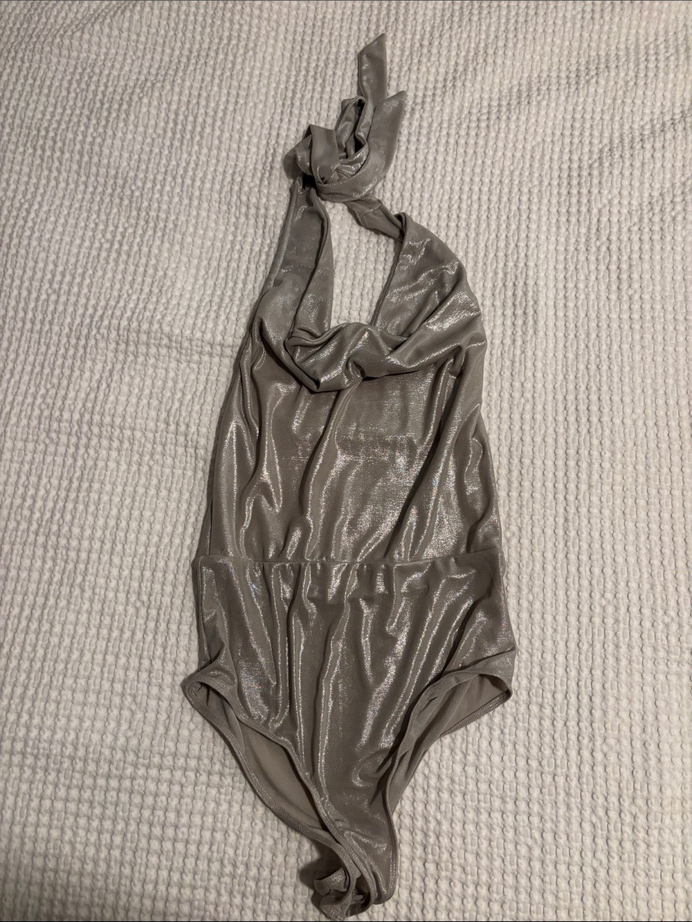 Silver Halter backless bodysuit